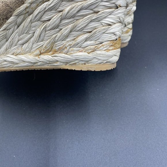 Stuart Weitzman Espadrilles Womens 9 M Wedge Natural Gold Sling Back - Picture 7 of 8